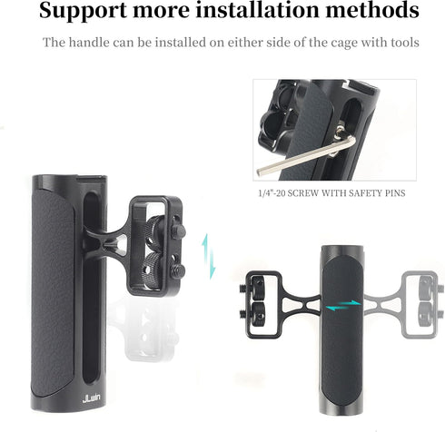Hersmay 1/4"-20 Mini Side Handle Camera Hand Grip with Screws Stabilizer with ARRI-Style Mount Screw & Cold Shoe Mount