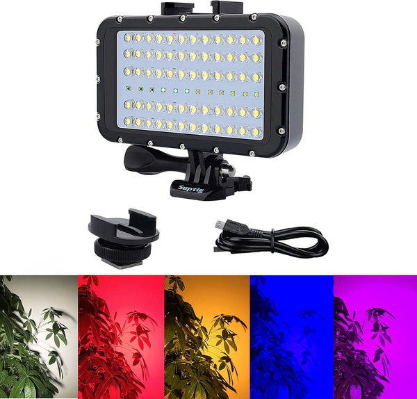 Suptig Video Lighting Dive Light, 72 LED Underwater Lights for GoPro, Canon, Nikon, Waterproof 147ft