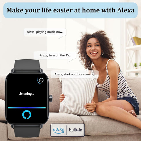 KALINCO Smart Watch for Men Women, 1.8" Fitness Tracker with Heart Rate/SpO2/Stress/Sleep Monitor, Alexa Built-in, 100+