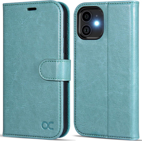 OCASE Wallet Case Compatible with iPhone 12/12 Pro, PU Leather Flip with Card Holders, Mint Green