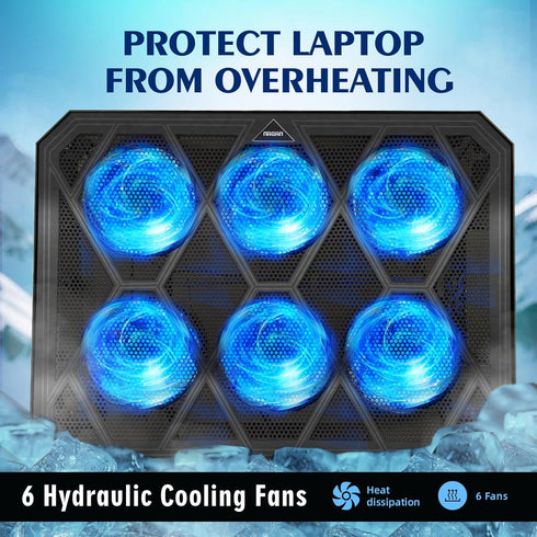 NAGAN Laptop Cooling Pad with 6 Fans, Ergonomic USB Powered Cooler for 15-17.3 inch Laptops