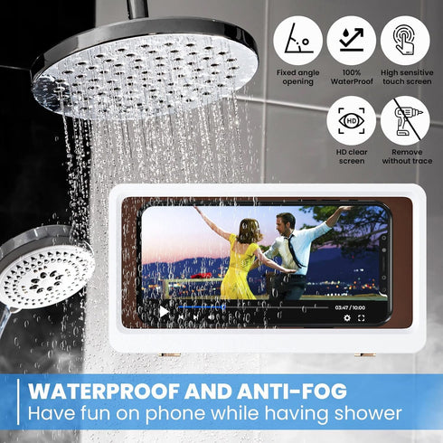 Shower Phone Case Holder, Waterproof Upgraded Phone Shower Holder, Wall Mount Bathroom Accessory