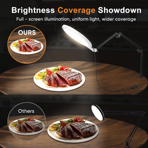 GSYXERGILES 10" 360Rotate Desk Ring Light, LED Ring Light for Desk with Clamp, & Flexible Height Full-Screen Overhead
