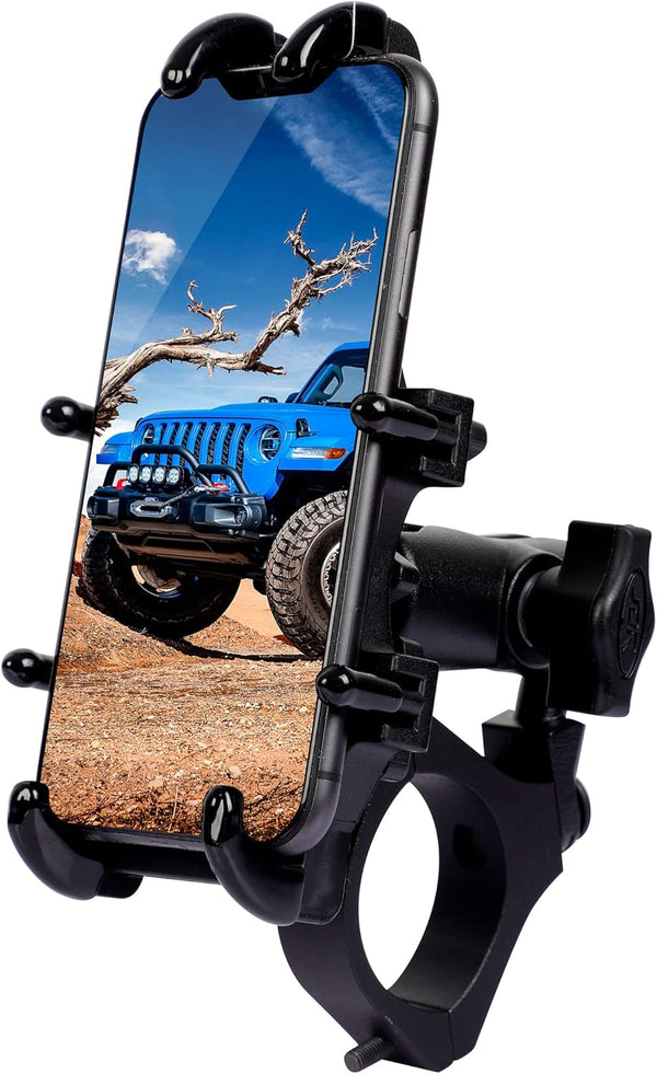 UTV Phone Mount, 360° Rotation ATV Phone Holder for 4.7"-7.1" Devices, Easy Install on 1.75-2" Roll Bar