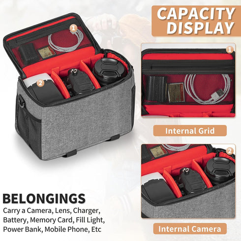 GMAK 9'' 4.7'' 7.5'', Camera Bag for Photographers, Anti-shock Camera Shoulder Bags with Water-resistant Rain Cover