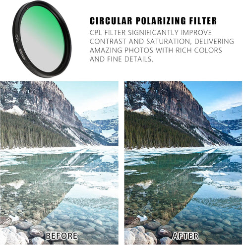 52MM Ultra Slim Circular Polarizer Filter, Multi-Coated CPL Lens Filter for iPhone 15/14/13/12/11 and Other Smartphones