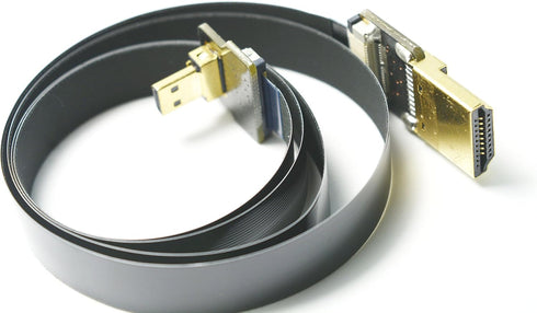 Flat Slim FPV HDMI Cable - Micro HDMI Male 90 Degree to Standard HDMI Male, Compatible with GoPro Sony Alpha A7RII