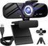 Full HD Webcam with Built-in Microphone, Rotatable Tripod, 1080P Video, Wide Angle Camera for Desktop PC or Laptop