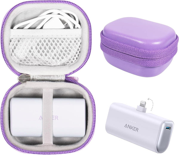 CaseSack Case for Anker Portable Charger with Built-in Lightning Connector (Purple)