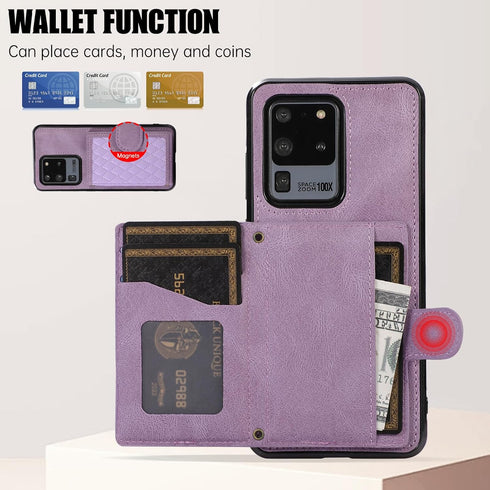 Asuwish Samsung Galaxy S20 Ultra 5G Wallet Case with Card Holder, Tempered Glass, Crossbody Strap - Purple for Women &
