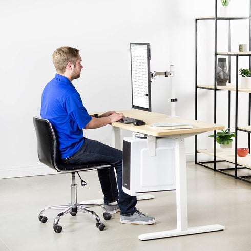 VIVO Single Monitor Arm Desk Mount, Holds Screens up to 32 Inch, Fully Adjustable Stand, White, STAND-V001W