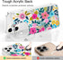ICEDIO iPhone 11 Pro Case with Screen Protector, Clear with Colorful Floral Patterns, Slim Fit Acrylic Cover