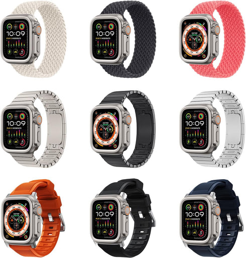 amBand 3 in 1 Metal Case for Apple Watch Series 9/8/7 45mm, Rugged Bumper Protector with Watch Crown and Back Cover