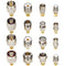 SMA Connector Kit, Adapter Standard SMA/BNC/UHF/N/F Male to Female Cable Connector Pack of 16