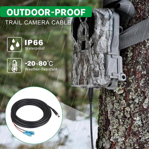 Varbmt 6.5FT, 4.0x1.7mm 4.0x1.7mm Trail Camera Power Cord DC External Power Cable Made for Portable Power Banks, Solar