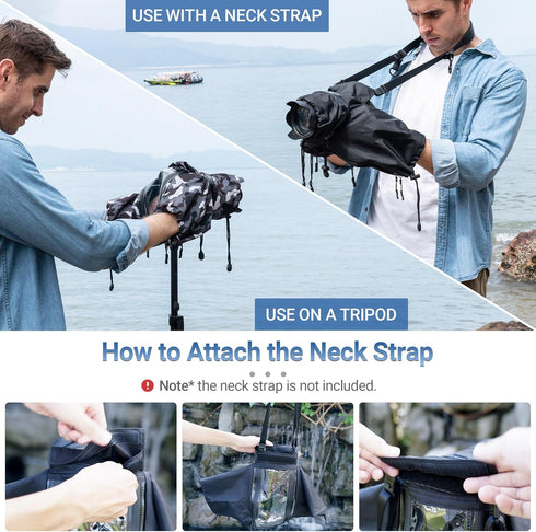 JJC Camera Rain Cover Sleeve for Canon, Nikon, Sony, Fujifilm Mirrorless Cameras with Lens Below 7.1x5.5x9.1”