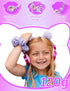 Kids Pom Headphones with Mic for Travel/Car/Plane,Added 85DB Limit Function&Shareport,Unicorns Gifts for Girls,On/Over Ear HD Stereo Wired Headsets with Nylon Cable-Hot-Purple