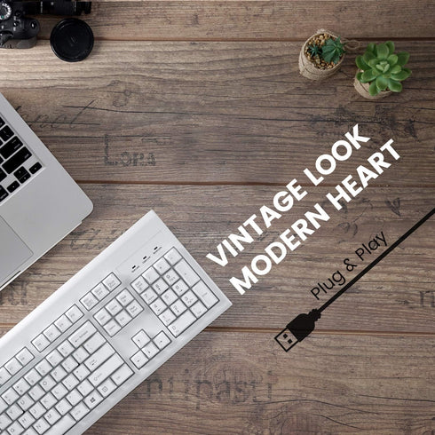 Perixx PERIBOARD-106 US W Wired Performance Keyboard - Full Size 17.9"x6.6"x1.7" - 20 Million Key Press Life - White