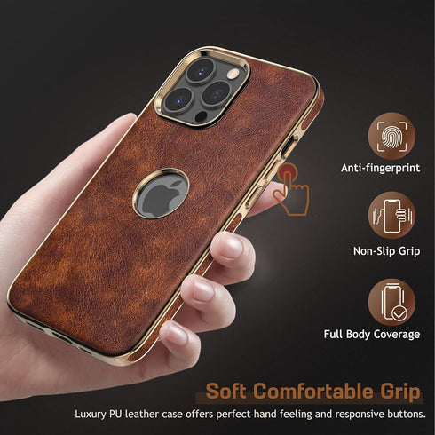 LOHASIC iPhone 13 Pro Case - Vintage Leather Slim Luxury PU Soft Flexible Bumper, Shockproof Anti-Scratch Cover