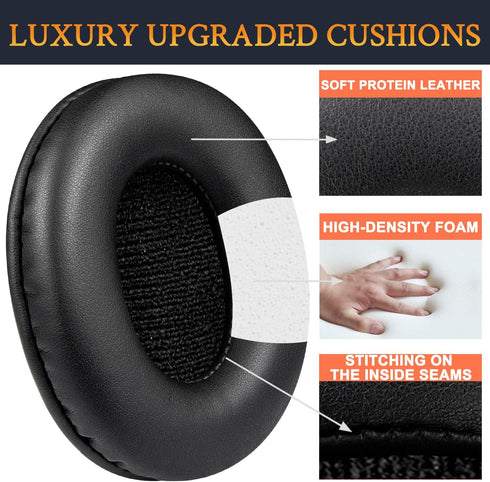 SOULWIT Replacement Earpads for Sony MDR-7506, MDR-V6, MDR-V7, MDR-CD900ST Headphones, Black Cushions with Foam