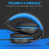 Over Ear Wired Blue Headphones for Boys, Folding Corded Stereo Headphones for Youth, Compatible with Computer PC