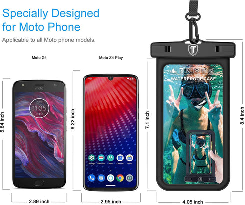 Floating Waterproof Phone Pouch with Lanyard and Armband for Motorola Moto G Power, G Stylus, G Play, Black
