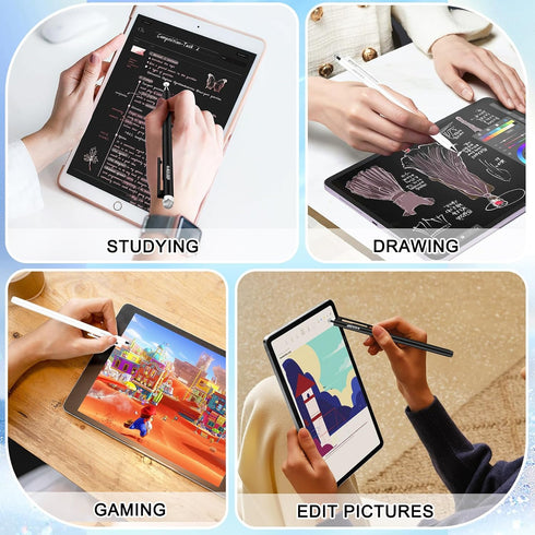 AULEEP 2-in-1 (2 Stylus (Fiber & Disc Tip) Stylus Pens for Touch Screen, High Sensitivity & Precision Capacitive Stylus