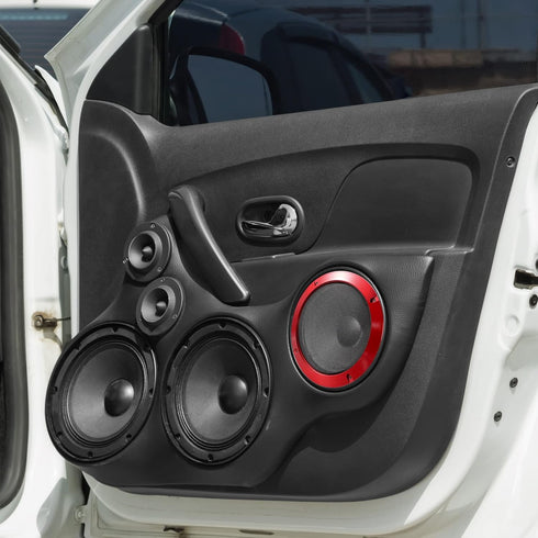 X AUTOHAUX 6.5 Inch Car Metal Audio Speaker Grill Cover Mesh Woofer Horn Guard Decorative Circle Grille Protector Red