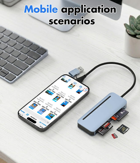 Tioleje 3.0 5Gbps 6-in-1 6 2.0 15/16/17, CFast Card Reader - USB CFast/CF/SD/TF/MS/XD Card Adapter, Simultaneous Read