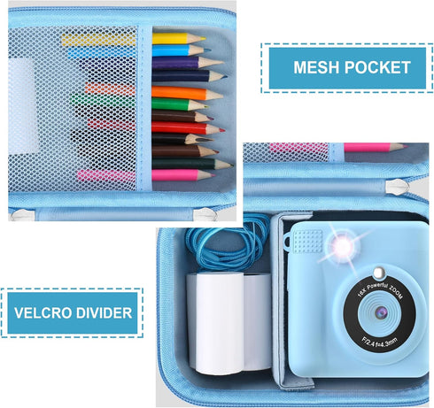 Hard Travel Case for Instant Print Camera Compatible with ESOXOFFORE/YTETCN/WEEFUN/GKTZ/Anchioo, Blue Storage Holder
