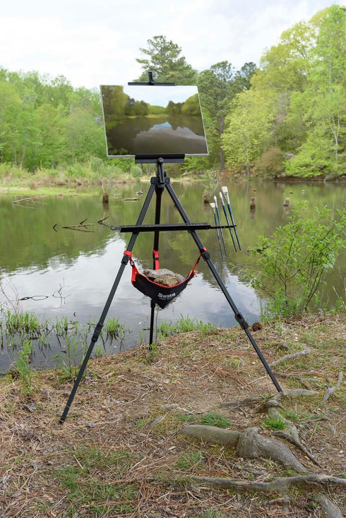 Soho Urban Artist Stone Bag for Tripod or Easel - Black with Red Trim, Weight Bag, Hammock Boom Anchor