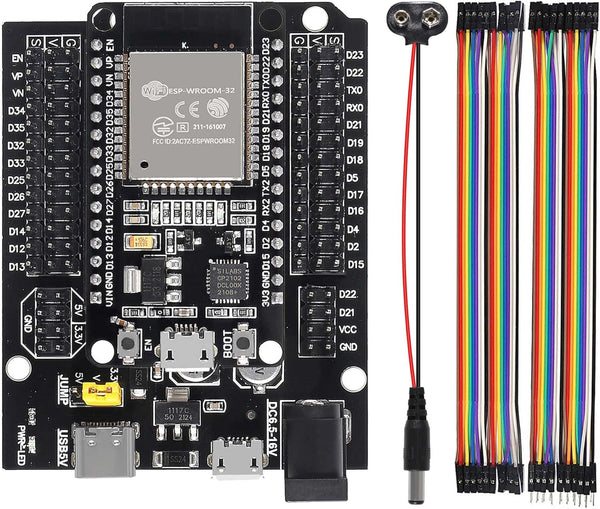 ESP32-WROOM-32 Development Board, 30Pins CP2102 2.4 GHz WiFi Bluetooth Dual Core for Arduino DOIT with Type-C USB