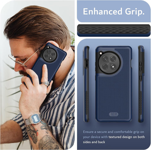 TUDIA DualShield Grip Case for OnePlus 12R 5G (2024) - Military Grade, Slim, Shockproof, Heavy Duty - Indigo Blue
