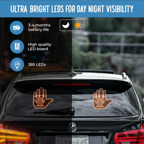 6 Communicate WaveOn Ultra Gestures LED Display Fun Finger Car Light with Remote | with Other Drivers | Glogesture LED