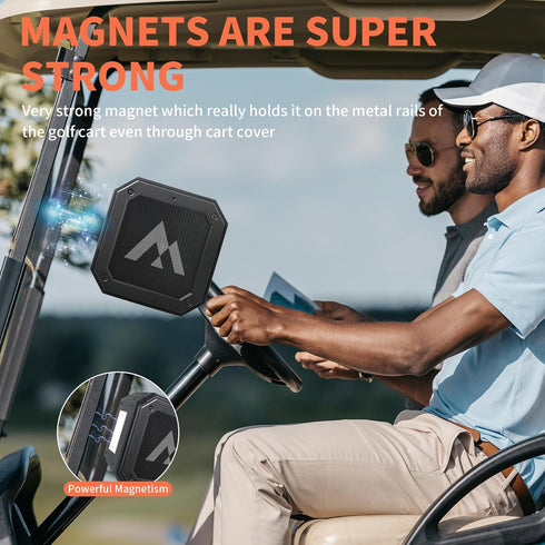 Magnetic Golf Speaker with Storage Case, IPX7 Portable Golf Cart Speaker, 24H Playtime, 18W Loud Stereo Sound