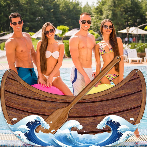 Afniimyapt Nautical party Decoration Boat Photo Booth Prop Canoe Fabric Photo Banner Backdrop Sailor party decor Sailor