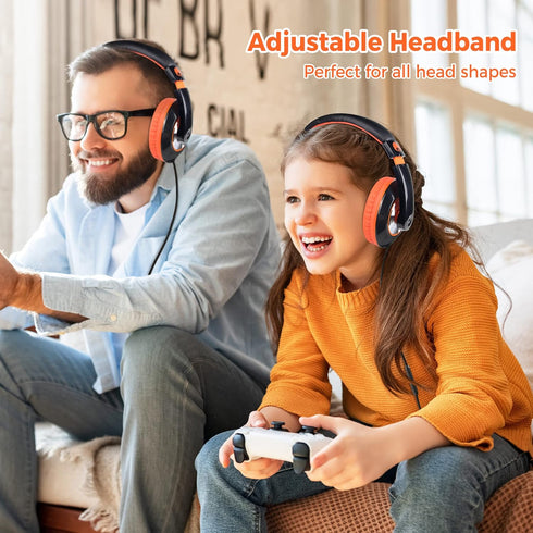 Shop rockpapa Comfort+ Kids Over-Ear Headphones, Wired with Microphone & Volume Control for School, Black/Orange.