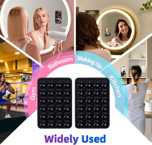 Suction Phone Case Mount, 2Pcs Silicone Grip Compatible with iPhone and Android Cases, Anti-Slip