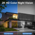 Wireless Outdoor Solar Security Cameras, 2K HD Video Surveillance, Color Night Vision, 2 Way Talk, PIR Detection