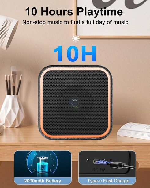 Hosgubo 5.3, 10H 8W Portable Bluetooth Speaker, Wireless Speaker with Lights, Built-in Mic Bluetooth Portable Wireless