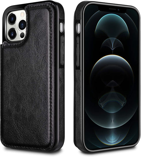 HianDier Wallet Case for iPhone 12 Pro MAX, Slim Protective with Credit Card Slot Holder, Flip Folio Soft PU Leather,
