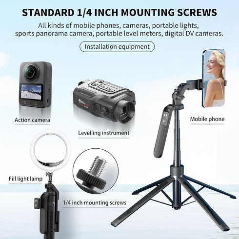 SYHsdzg 70" Tripod for Phone, Portable All in One Extendable Cell Phone Tripod Stand, Tall Travel Tripods for Recording
