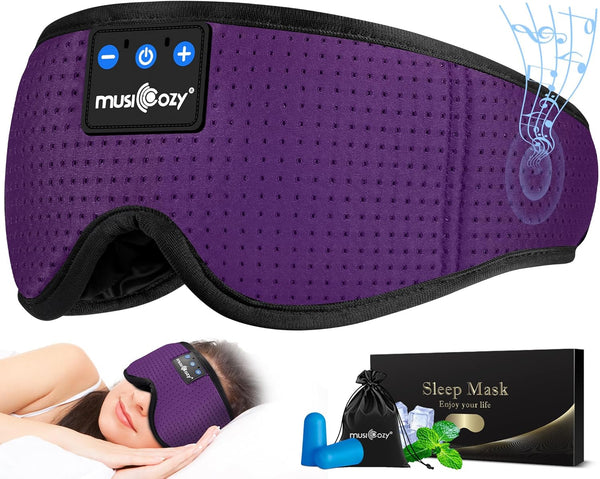 MUSICOZY Sleep Headphones Masks, Bluetooth Sleep Eye Mask for Sleeping for Side