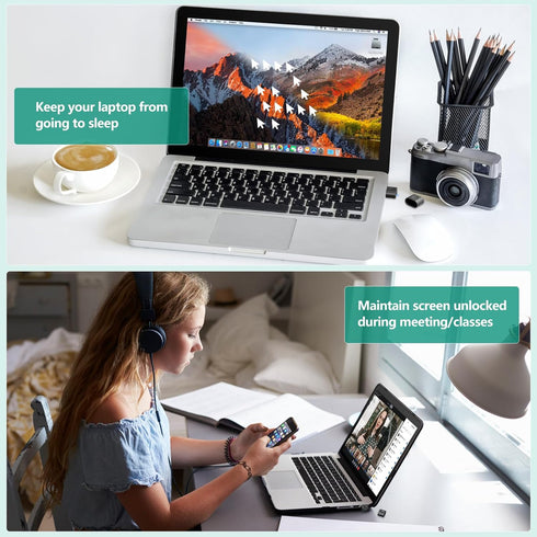 HOTLIFE Undetectable Mouse Jiggler, USB Mouse Mover Device Keeps PC Awake, Driver-Free Auto Shaker with 3 Mode Switch