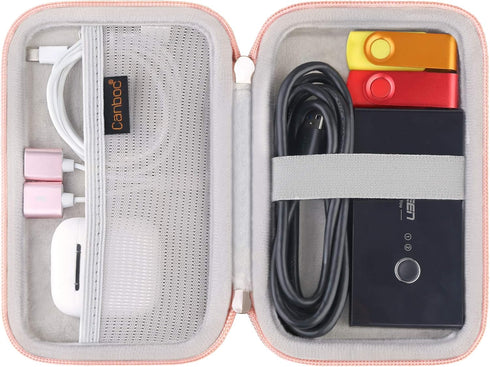 Canboc Carrying Case for MacBook Air Pro Charger, Hard EVA Bag for MagSafe/MagSafe 2 Power Adapter, Rose Gold
