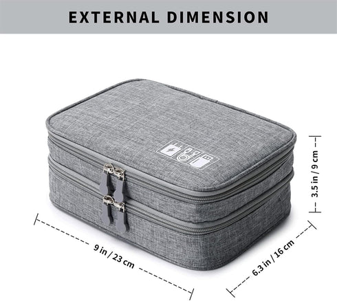 mygreen Electronics Organizer, Electronic Accessories Double Layer Travel Cable Organizer Cord Storage Bag for Cables