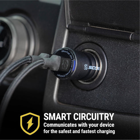 Scosche CPDCC40M PowerVolt 40W Certified Dual Port USB-C Car Charger, Fast Charging Car Plug for iPhone, Galaxy & USB-C