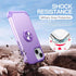 IDweel iPhone 13 Case: Purple 2-in-1 Shockproof Cover with Screen Protector, 360° Ring Holder, & Camera Lens Protector.