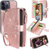 Harryshell Wallet Case for iPhone 13 Pro Max 6.7 inch 5G 2021, Detachable Magnetic Cover, Floral Flower, Rose Gold