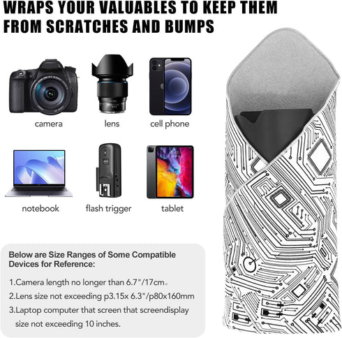 15 in Camera Wrap with Pouch, Anti-scratch Lens Protective Wrap, Flexible Travel Accessories for DSLR Mirrorless Camera
